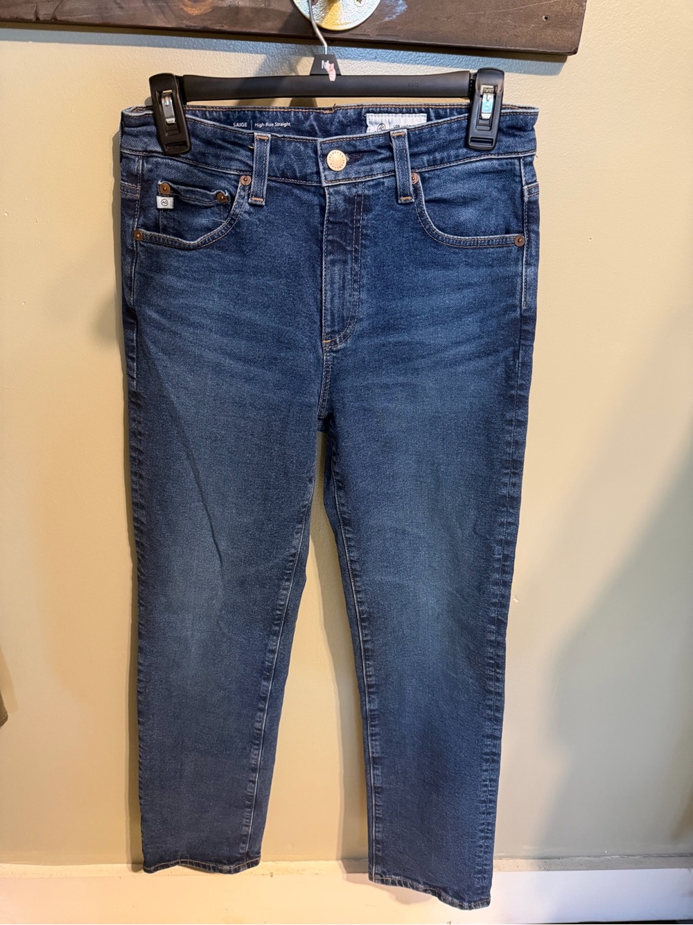 Ag Adriano Goldschmied Dark Blue Straight Leg Jeans